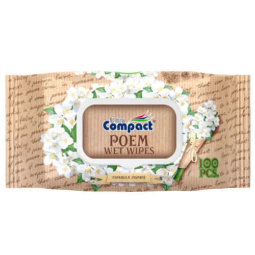 Вологі серветки Ultra Compact Poem Espanola Jasmine з клапаном, 100 шт